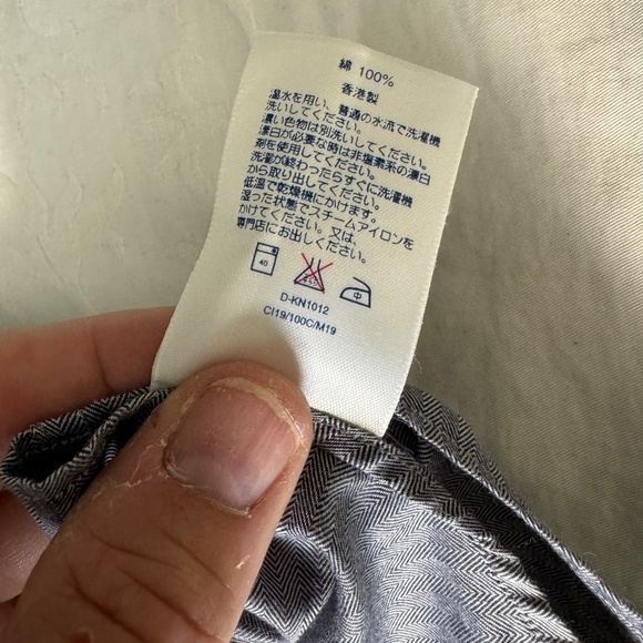 Lands' End Men's Bluish-Gray Herringbone Long Sleeve Button Up Shirt Size 17-33‎ - Picture 9 of 13